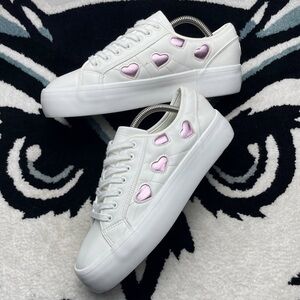 Sincerely Jules White Pink Heart Sneakers
